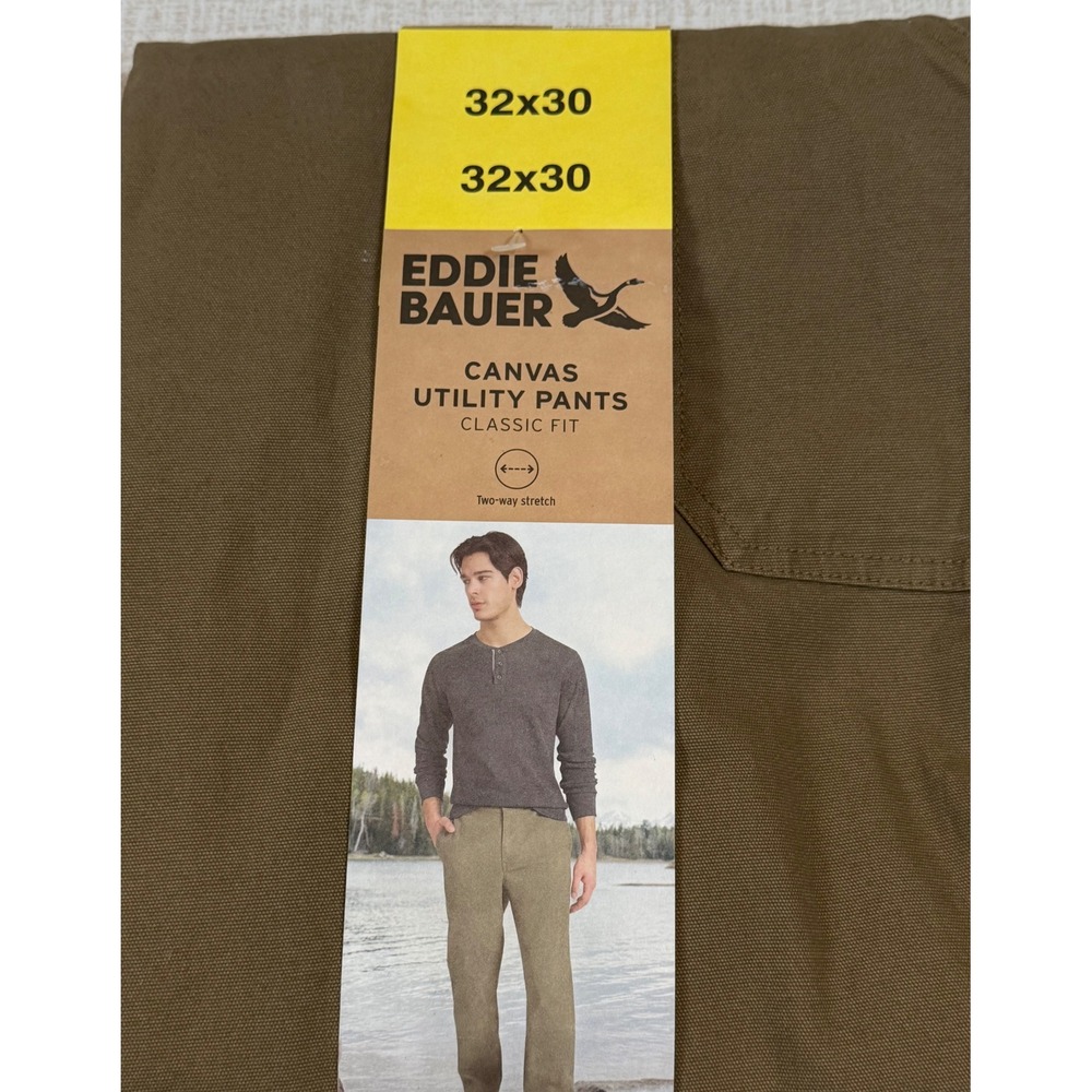 Eddie Bauer Mens Canvas Utility Pants Classic Fit Tan 32x30 Stretch Gorpcore